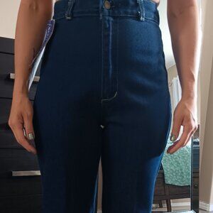 Vintage Bleans Denim Jeans 1970s Dark Wash Stretchy Cotton Deadstock NOS